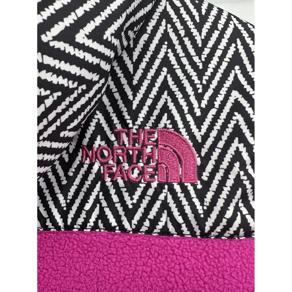 The North Face Girls Denali Jacket Pink Black White Full Zip‎ Hood XL (18)